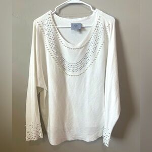 LIV Milano Pearls Rhinestone Sweater - Medium